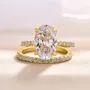 Bague classique en argent sterling blanc avec diamant ovale
