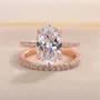 Bague classique en argent sterling blanc avec diamant ovale