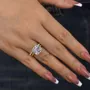 Bague solitaire en argent jaune blanc avec diamant de taille asscher