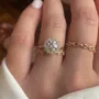 Parure de mariage en argent jaune et or pour diamants ronds blancs