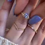 Set de mariage en argent jaune et or pour aigue-marine bleue à taille coussin