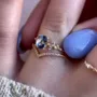 Set de mariage en argent jaune et or pour aigue-marine bleue à taille coussin