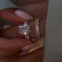 Alliance de mariage en argent sterling blanc avec diamant radiant
