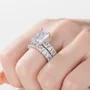 Alliance de mariage en argent sterling blanc avec diamant radiant
