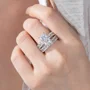 Alliance de mariage en argent sterling blanc avec diamant radiant
