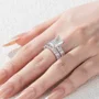 Alliance de mariage en argent sterling blanc avec diamant radiant