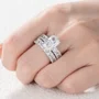 Alliance de mariage en argent sterling blanc avec diamant radiant
