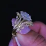 Alliance de mariage en argent sterling sertie d'un diamant taille marquise en or jaune blanc