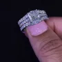 Anneau de mariage en argent sterling serti d'un diamant taille princesse blanc