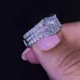 Anneau de mariage en argent sterling serti d'un diamant taille princesse blanc