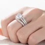 Anneau de mariage en argent sterling serti d'un diamant taille princesse blanc