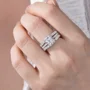 Anneau de mariage en argent sterling serti d'un diamant taille princesse blanc