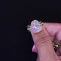 Anneau de mariage en argent sterling serti d'un diamant ovale en or jaune blanc