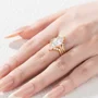 Anneau de mariage en argent sterling serti d'un diamant ovale en or jaune blanc