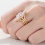 Anneau de mariage en argent sterling serti d'un diamant ovale en or jaune blanc