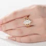 Anneau de mariage en argent sterling serti d'un diamant ovale en or jaune blanc
