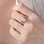 Anneau de mariage en argent sterling serti d'un diamant ovale en or jaune blanc