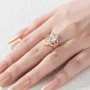 Anneau de mariage en argent sterling serti d'un diamant ovale en or jaune blanc
