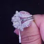 Anneau de mariage en argent sterling serti d'un diamant ovale blanc
