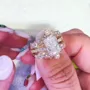 Anneau de mariage en argent sterling serti d'un diamant radiant en or rose blanc