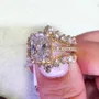 Anneau de mariage en argent sterling serti d'un diamant radiant en or rose blanc
