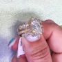 Anneau de mariage en argent sterling serti d'un diamant radiant en or rose blanc