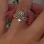 Alliance de mariage en argent sterling 925 or jaune et diamant taille marquise