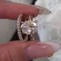 Alliance de mariage à halo caché en argent sterling et or rose blanc 925 et diamant ovale