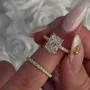Anneau de mariage à halo caché en argent sterling 925 or jaune et diamant radiant blanc