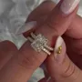 Anneau de mariage à halo caché en argent sterling 925 or jaune et diamant radiant blanc