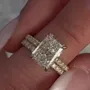 Anneau de mariage à halo caché en argent sterling 925 or jaune et diamant radiant blanc