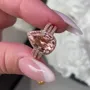 Anneau de mariage en or rose en argent sterling 925 avec insertion d'un halo en champagne taillé en poire