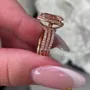 Anneau de mariage en or rose en argent sterling 925 avec insertion d'un halo en champagne taillé en poire