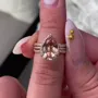 Anneau de mariage en or rose en argent sterling 925 avec insertion d'un halo en champagne taillé en poire
