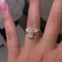 Alliance de mariage art déco en argent sterling 925 et or jaune avec diamant taille émeraude