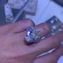 Alliance de mariage 3 pièces en argent sterling 925 avec diamant taille poire