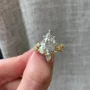 Ensembles de bagues de fiançailles Art déco en argent sterling blanc et or jaune sertis de diamants taille marquise