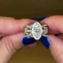 Ensembles de bagues de fiançailles avec diamant taille marquise, argent sterling blanc, or jaune et halo