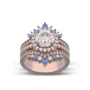 Ensemble de bague de mariage en argent sterling serti en or rose d'un halo avec diamant taille ronde