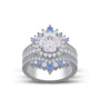 Ensemble de bague de mariage en argent sterling serti d'un halo avec diamant taille ronde