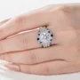 Ensemble de bague de mariage en argent sterling serti d'un halo avec diamant taille ronde