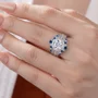 Ensemble de bague de mariage en argent sterling serti d'un halo avec diamant taille ronde