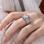 Ensemble de bague de mariage en argent sterling serti d'un halo avec diamant taille ronde