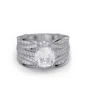 Ensemble de bague de mariage en argent sterling serti d'un halo avec diamant taille en coussin