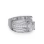 Ensemble de bague de mariage en argent sterling serti d'un halo avec diamant taille en coussin