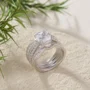 Ensemble de bague de mariage en argent sterling serti d'un halo avec diamant taille en coussin