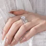 Ensemble de bague de mariage en argent sterling serti d'un halo avec diamant taille en coussin