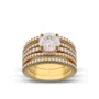 Ensemble de bague de mariage en argent sterling serti en or jaune d'un halo avec diamant taille ronde