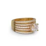 Ensemble de bague de mariage en argent sterling serti en or jaune d'un halo avec diamant taille ronde