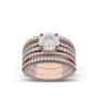 Ensemble de bague de mariage en argent sterling serti en or rose d'un halo avec diamant taille ronde